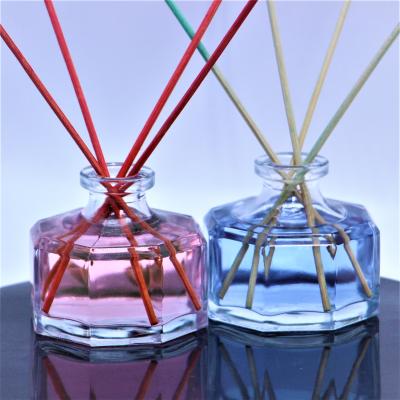 China Gift & YZ-8060# 100ml Craft Octagon Shape Home Air Freshener Aroma Fragrance Glass Reed Diffuser Bottle for sale