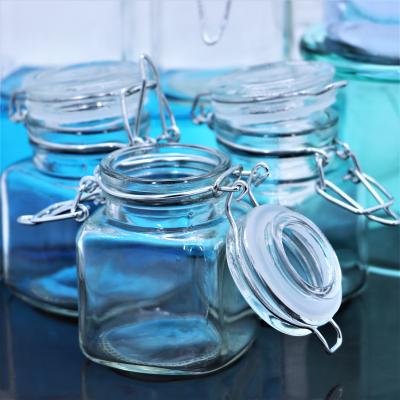 China Gift & Craft YZ-SCJ100# 100gms Mini Packing Mason Jar Small Clip Glass Jar for sale