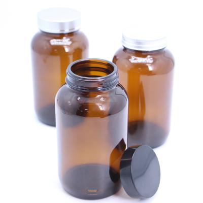 China Gift & YZ-BGJ400# 400ml craft food container wide mouth amber glass jar with metal screw plastic lid for sale