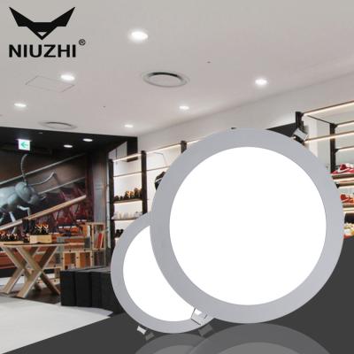 China Modern Indoor Recessed Mounted 3w 6w 9w 12w 18w 24w Square Round Commercial Led Ceiling Panel Light for sale