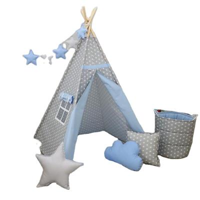 China Soft Canvas Children's Room Play Toy Kids Teepee Playtent Baby Teepee Tent With White Stars for sale