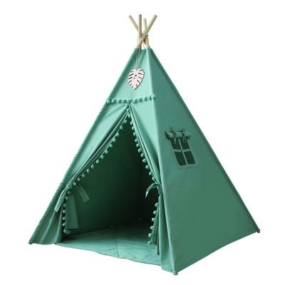 China Toy Kids Toy Tents Soft Indoor and Outdoor Cotton Canvas Four Indian Playhouse Pole Teepee Tent for Children for sale