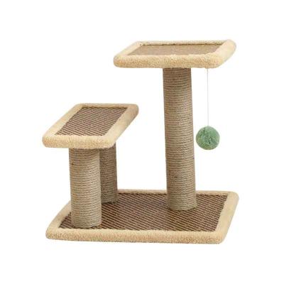 China Cat Tree Dual Platform Wooden Scratch Resistant Sustainable Cat Toy Indoor Tower for Cats for sale