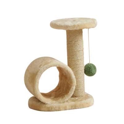 China New Viable Style Cat Scratching Post with Tunnel Claw Scratcher Plush Toy Climbing Tower Indoor Ball for sale