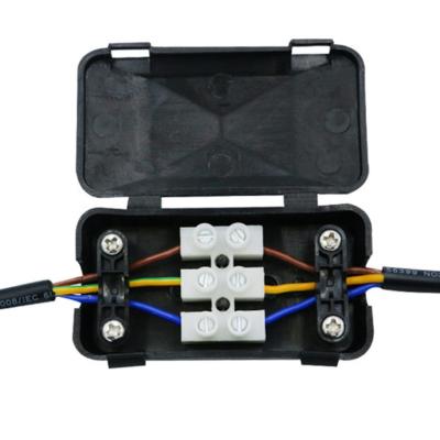 China Black Plastic Quick Install 2 Way Small Electrical Junction Box With Terminal 65*35*24mm for sale