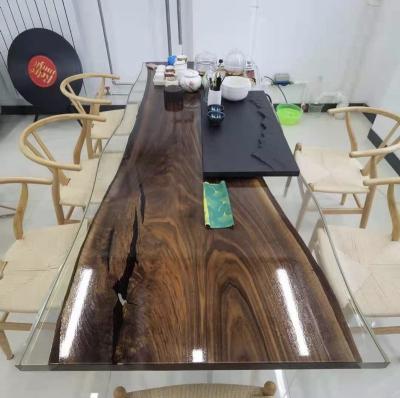 China Moisture 12% Wooden Below Solid Wood Luxury Dining Table Hot Selling Epoxy Resin Combined Solid Wood Slab Table Custom Sizes for sale