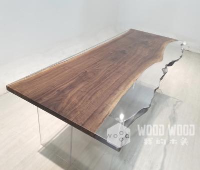 China High quality dining room table modern design coffee table walnut liver edge solid wood solid wood table top (other)offer factory directly adjustable for sale