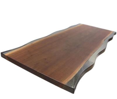 China 12% Below Water Content Ebony Solid Wood Table Live Edge Slab Wood Combined Epoxy Resin Top Transparent Oven-Dry Wooden Table Slabs for sale