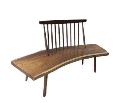 China Modern Walnut Backrest Bench Morden Sample Indoor Solid Design Bench Luxury Hallway/Living Room Bench Can Do Customization for sale