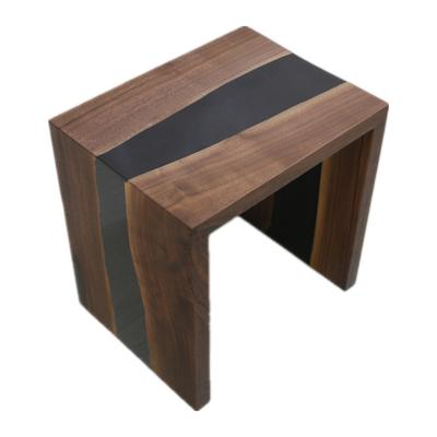 China Modern Solid Wood Bench Walnut / Epoxy Resin Dining Chair for sale