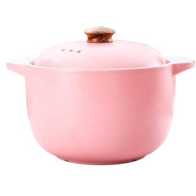 China China Supply Kitchen Accessories Ceramic Double Eared Casserole Stocked Soup Pot for sale