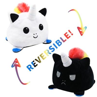 China For Baby Hot Selling Peluches Gato Reversible Stuffed Flip Cat Plush Felpa Toys Reversible Mood for sale