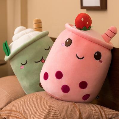 China Home Deco 50cm pearl bubble milk tea pillow boba tea plushies strawberry boba soft toy in China for sale