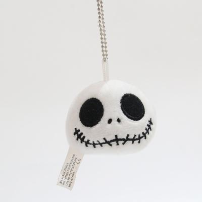 China Plush 8cm The Nightmare Before The Main Chain Bag Keychain Toy Halloween Skeleton Stuffed Christmas Plush Doll Skull Keychain Kids Gift for sale