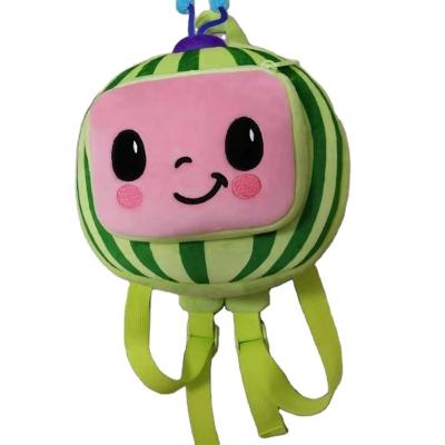 China 22cm Plush Baby Cocos Melon Watermelon JJ School Bag Plush Toy Doll Watermelon Backpack for sale