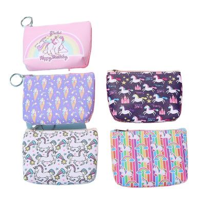 China Zero Purse PU Cartoon Unicorn Wind Pocket Change Girls Card Waterproof Zippered Waterproof Cute Bag for sale