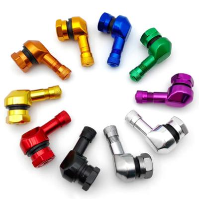 China Aluminum wheel accessories 11.3mm/8.3mm 90 degree motorcycle tire colorful aluminum valve TV25AL for sale