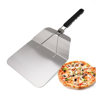 China Durable Household Tool Stainless Steel Round Shovel Cutter Pizza Baking Knife Large With Handle for sale