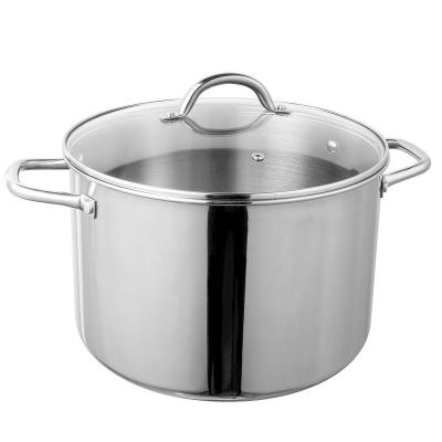 China Viable Mirror Polished Stock Pot Nickel Stainless Steel Induction Soup and Stock Pots Soup Pot with Lid for sale