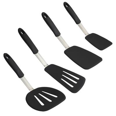 China Viable Heat Resistant Kitchen Cooking Spatulas Silicone Rubber Spatula Set For Nonstick Cookware for sale