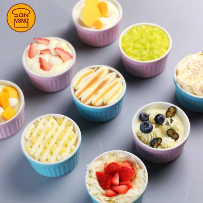 China Viable Home Kitchen Round Cake Ramekin Personalized Cheap Ceramic Bakeware Bowl Porcelain Ceramic Ramekin for sale