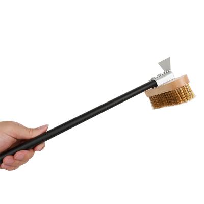 China Professional Viable Oven Copper Brush Scraper Household Grill Brass Pizza Cleaning Brush With Aluminum Handle for sale