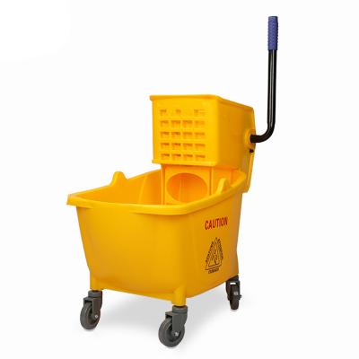 China Sustainable Household Plastic Simple Hotel Squeeze Car Truck Bucket 24L Mop Cleaning Tools With Wringer Trolley for sale