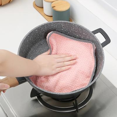 China Sustainable Kitchen Household Fleece Microfiber Dish Towels Coral Cleaning Cloth For Bathroom for sale