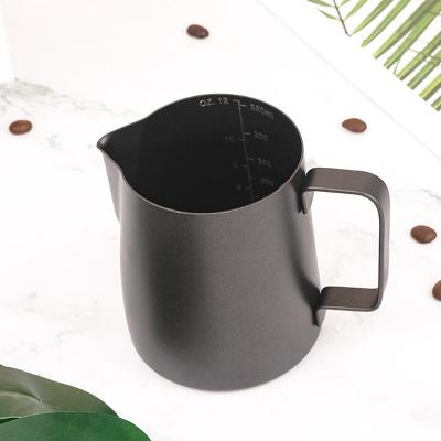 China Black Color 350ml Garland Cup 12Oz Stainless Steel Olecranon Pull Flower Espresso Viable Milk Jug for sale