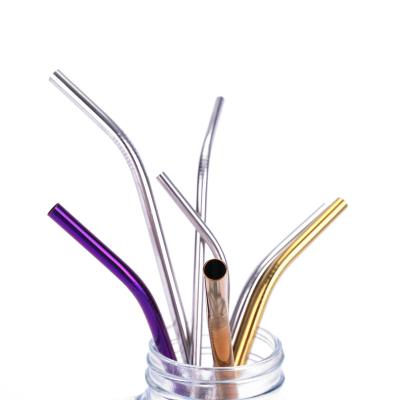 China Sustainable Reusable Colorful Iridescent Stainless Steel Metal Drinking Straws With Cleaning Brushes for sale