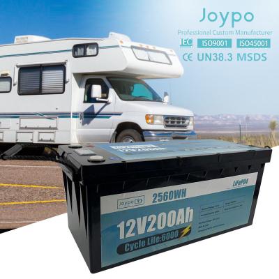 China Deep Cycle LiFePO4 Battery 12V 24V 200Ah For RV Solar Camping Cabin Marine for sale