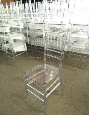 China Clear waterproof transparent ice PC resin chiavari wedding tiffany banquet dining chair for sale