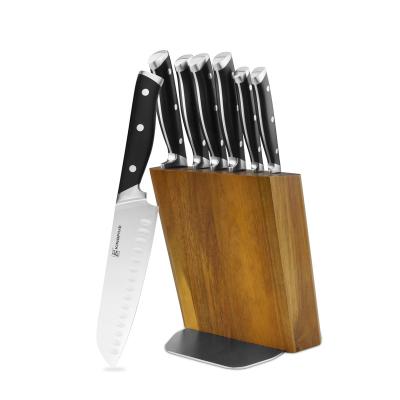 China 7pcs Stainless Steel Chef's Knife Pakka Wood Handle Super Sharp Sharp Kitchen Knife Set With Wood Block for sale