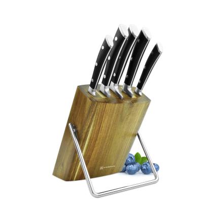 China Sustainable Quality 6 Pieces Kitchen Knife Sharp Durable ABS Kitchen Handle Knife Set Premium Steel Kitchen With Wooden Knife Holder for sale