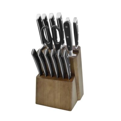 China Disposable 15 Pcs Kitchen Knife Set With Wooden Block for sale