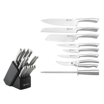 China 14pcs Multi Sustainable Use Stainless Steel Knife Set Hollow Hand Sharp Quality Kitchen Knife For Cooking for sale