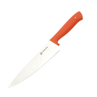 China 8 Inch Viable PP Orange Handle Stainless Steel Chef Knife Sharp Cutting Single Meat Kitchen Knife For Cooking for sale