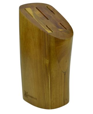 China Universal 5-Slot Acacia Pine Wood Kitchen Viable Knife Holder Storage Rack For 5 Knives for sale