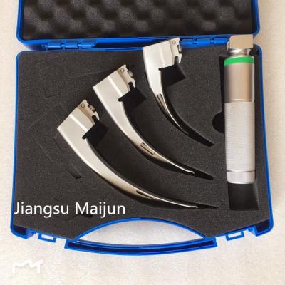 China Throat Checking Adult and Pediatric Anesthesia Diagnose Flexible Fiber Optic Blade and Handle Intubation Macintosh Laryngoscope Kit Set 2# 3# 4# for sale