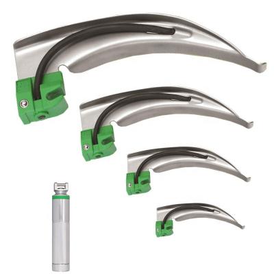 China Stainless Steel and Plastic Connect 4 Blade Best Price Disposable Laryngoscope Macintosh Fiber Optic Set for sale