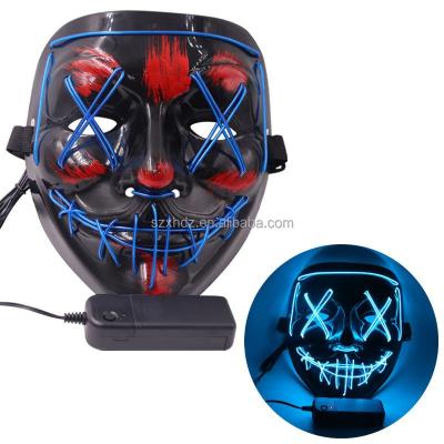 China Wholesale Durable Led Light Up Black Scary Halloween Party Masks For Festival Cosplay Halloween Costume Masquerade Carnival Gifts for sale