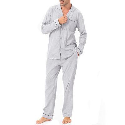 China QUICK DRY Keep Warm Masculine Basics Button Down Pajamas Sleepwear Mens Sets Pure Cotton Wholesale Cotton Blend Modal Plain Dyed Solid Style 10 for sale