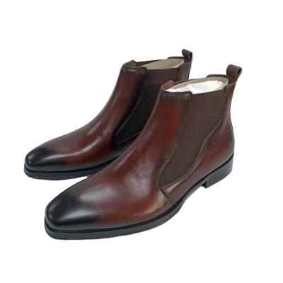 China Breathable Classic Men Shoes Luxury Incorporated Leather Trim Black Brown Long Boot Shoes Formal Stylish Man Shoes for sale