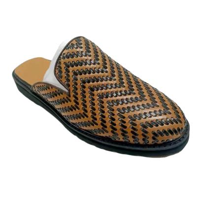 China Other Formal Woven Leather Casual Slip On Classic Men Black Brown Half Shoes Luxury Italian Design Hand Made Wholesale Price for sale