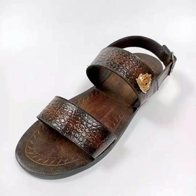 China Other British Classic Luxury Cow Leather Sandal Black Coffee Style Men's Style Rubber Unique Hot Selling For Men Breathable Hand Made for sale