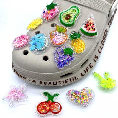 China Hoop Charm Wholesale Watermelon Bubble Shoe Charms PVC Shoe Charms Custom Kid Hoop Charms Shoe Decorations for sale