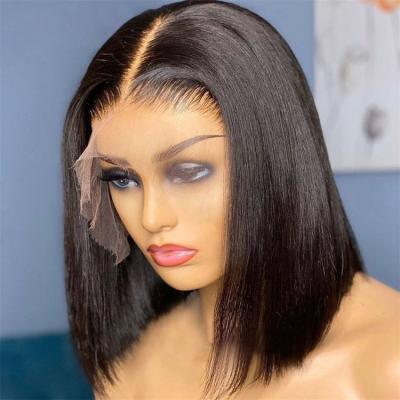 China Wholesale Brazilian Straight Lace Front Wig Transparent Hd Full Virgin Hair Lace Front Human Hair Bob Wigs For Black Women for sale