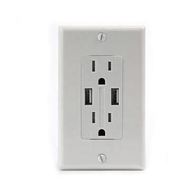 China Shanghai Linsky LTUR4.2-15 15A Residential / General Purpose USB Wall Socket With USB Ports Charging White Color (4.2 Amp) for sale