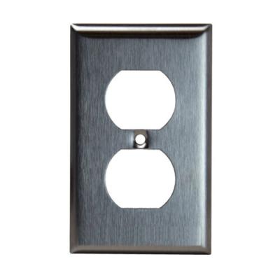 China Electronic Equipment Shanghai Linsky Single Strip Metal Electrical Boxes Cover Duplex Stainless Steel Receptacle Wall Plate for sale