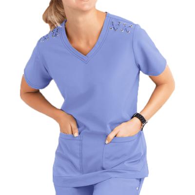 China Eco-friendly Cheap High Quality Light Weight Stretch Scrubs Fashionable Nursing Uniforms Sets Uniforms for sale